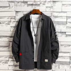 2023 wiosenna i jesienna nowa koszula męska męska Harajuku czarna koszula koreańska koszula męska z długim rękawem ubrania Vintage Streetwear 3XL