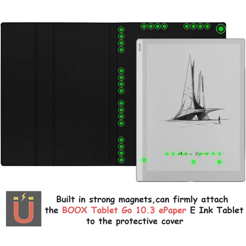 Imagen 2 del producto Funda con soporte magnético para tableta Onyx Boox Go 10,3, lanzamiento de 2024), hebilla de bolígrafo magnético, apagado/encendido automático, cierre magnético
