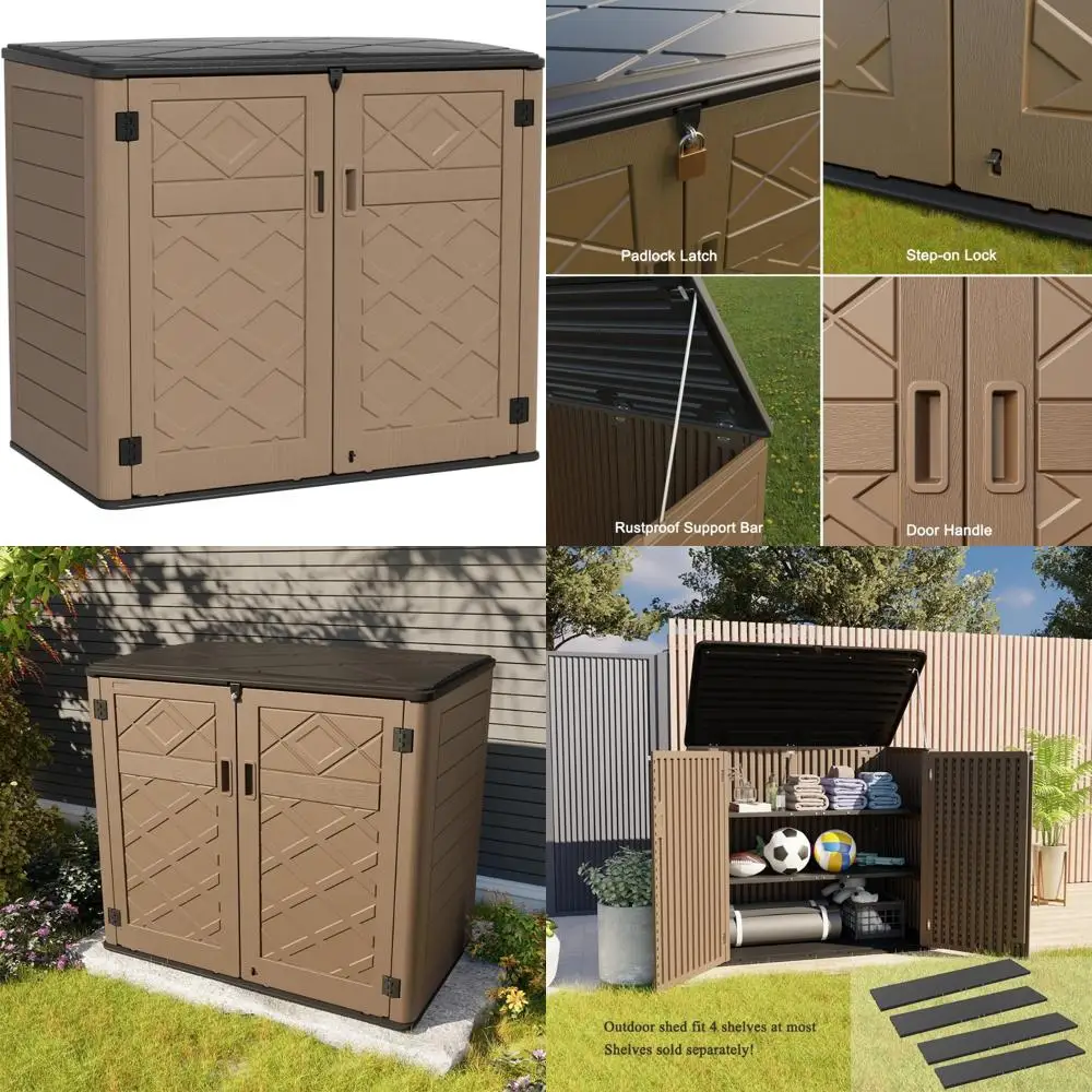 

Устойчивый к атмосферным воздействиям навес для хранения на открытом воздухе из смолы — 48 кубических футов, идеально подходит для использования в саду, патио, заднего двора