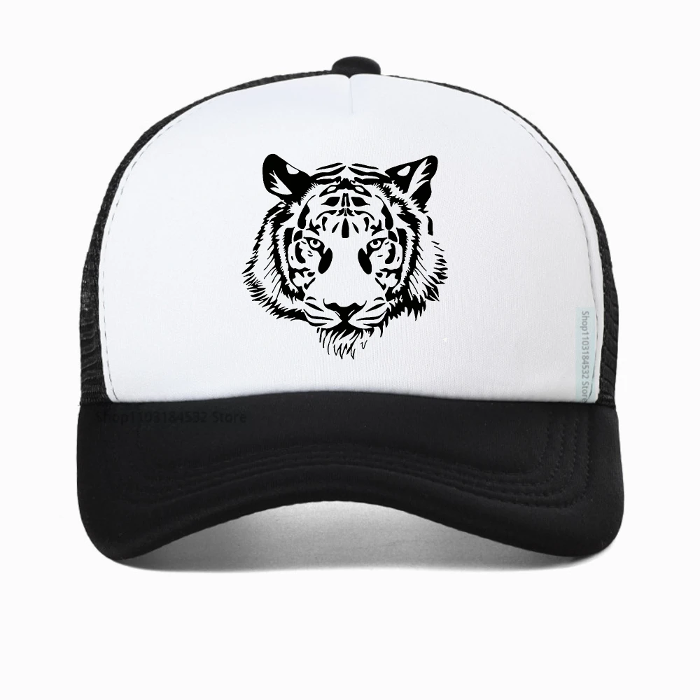 

POWERFUL TIGER HEAD Baseball Cap Outdoor Sports Mesh Breathable Hat For Men Portable Hiking Fishing Sunbonnet Adjustable Caps