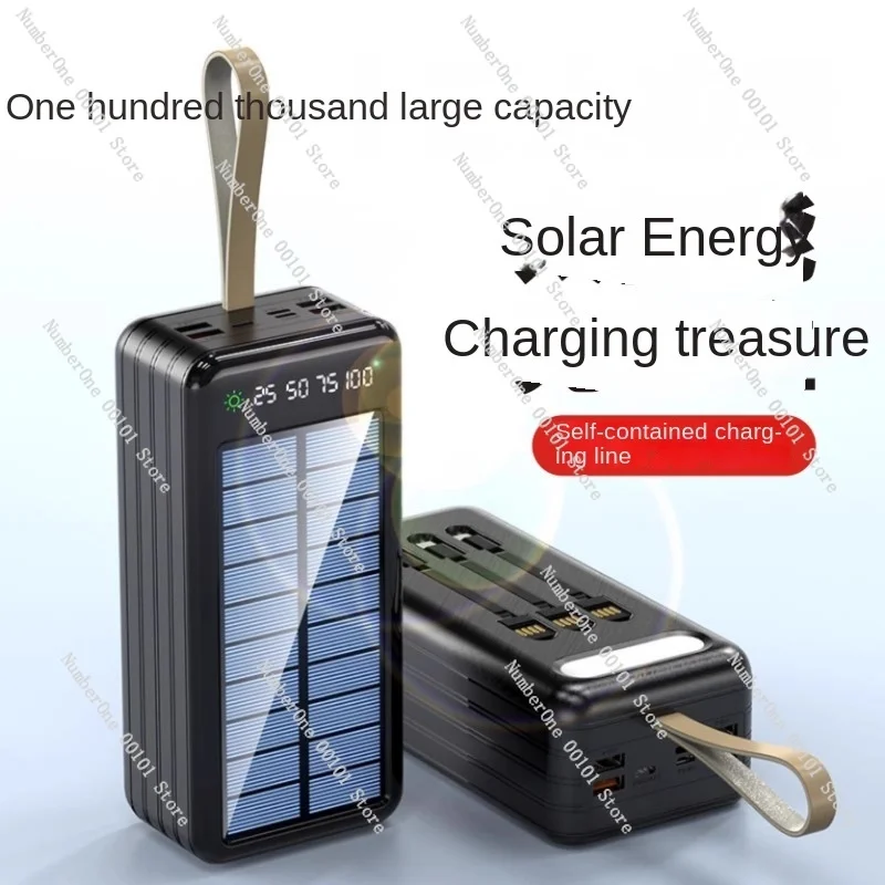 Solar Power Bank große Kapazität 100000 mAh Schnell ladung mit eigener Linie mobile Strom versorgung 80.000 Outdoor-Fahren