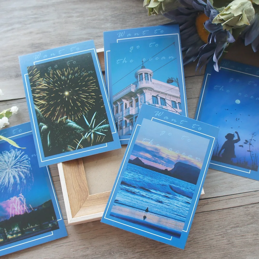 15pcs Deep Blue Sky Romance At Dawn Design As Post Card Gift Greeting Cards Gift Party Invitation Scrapbooking Use