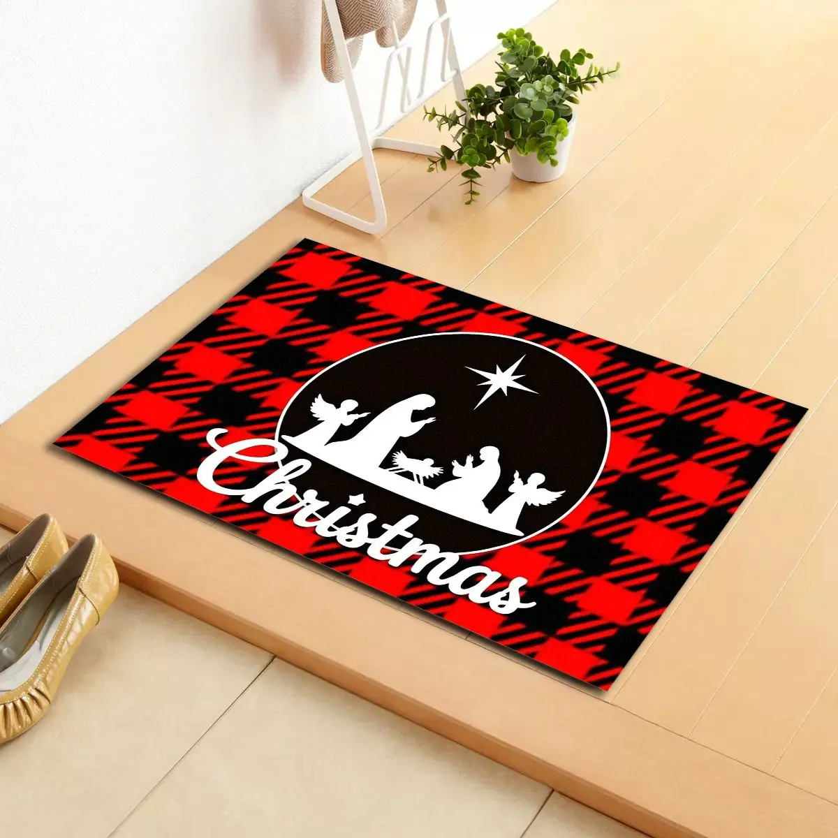 VIKAMA عيد الميلاد المسيحية الصليب المطرزة السجاد ديكور المنزل، سلس وغير هش، مدخل، الحمام المضادة للانزلاق الكلمة حصيرة #1