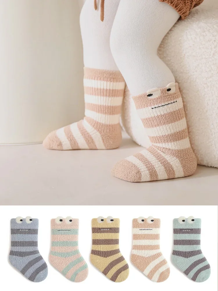 2026 السنة الجديدة الشتاء الوليد الطفل الجوارب سميكة الصوف الدافئة منتصف العجل الجوارب لطيف الكرتون مخطط طفل الجوارب للبنين بنات #1