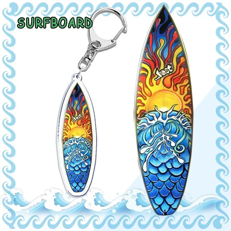 Beach Surfing Surfboard Keychains for Accessories Bag Bicycle Pendant Keyring Jewelry Fans Creative Beach Travel Gift Chaveiro