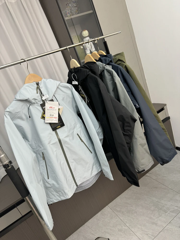 

Men's Lightweight Outdoor Jaet Full Prure Glue Waterproof Autumn Coat Youth ular Stand Fit Long Sve Hooded