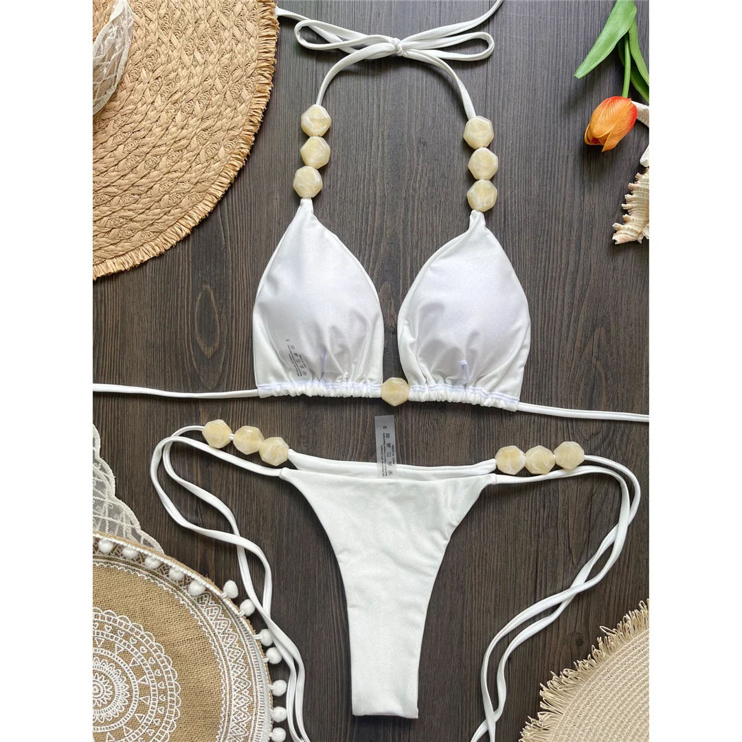 Halter High Leg Cut Bikini Damen Bademode Zweiteiliger Bikini-Set Mini-Tanga Gepolsterter Badeanzug Badebekleidung V7320 – Detail 13