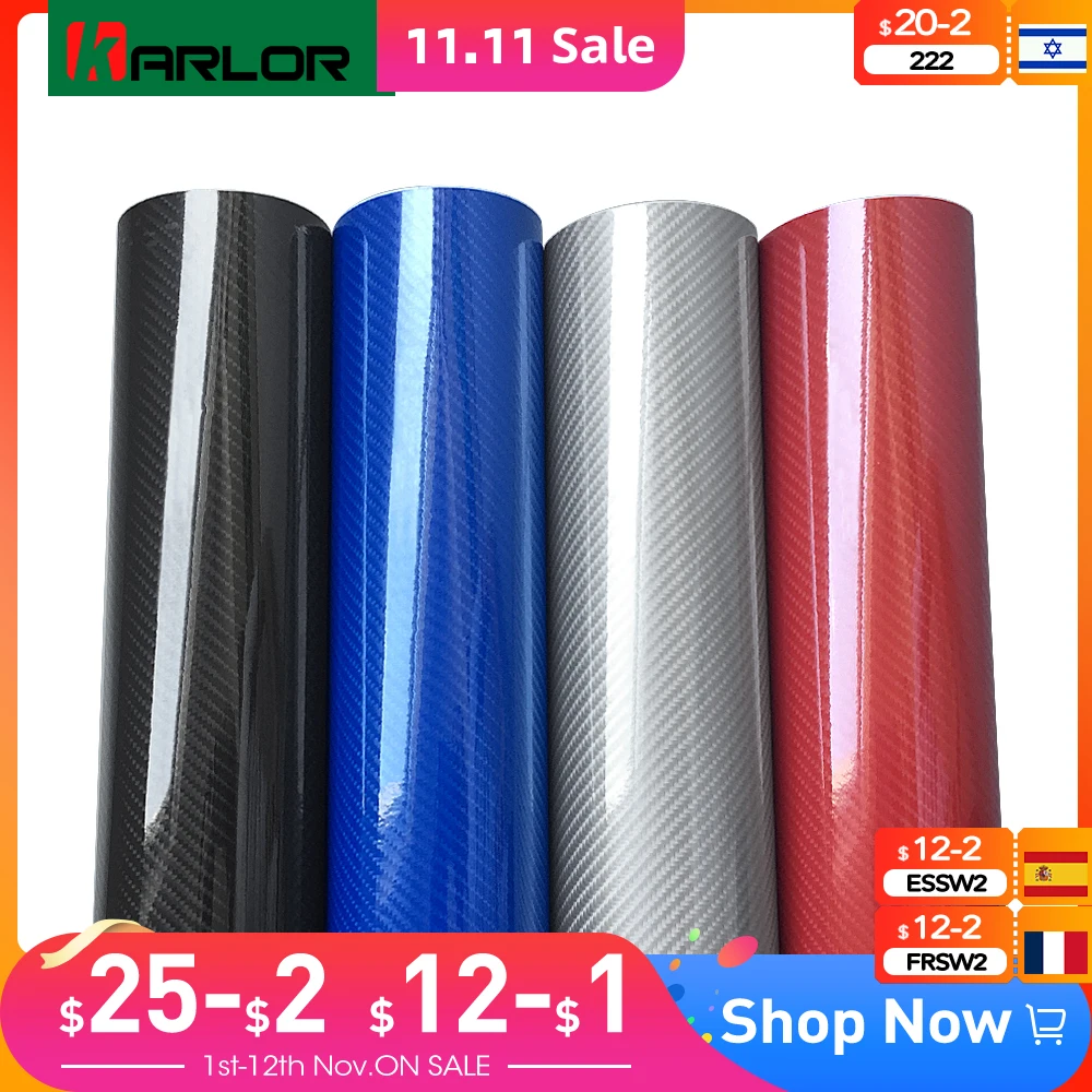 High Glossy 5D Carbon Fiber Vinyl Wrap 100x30cm