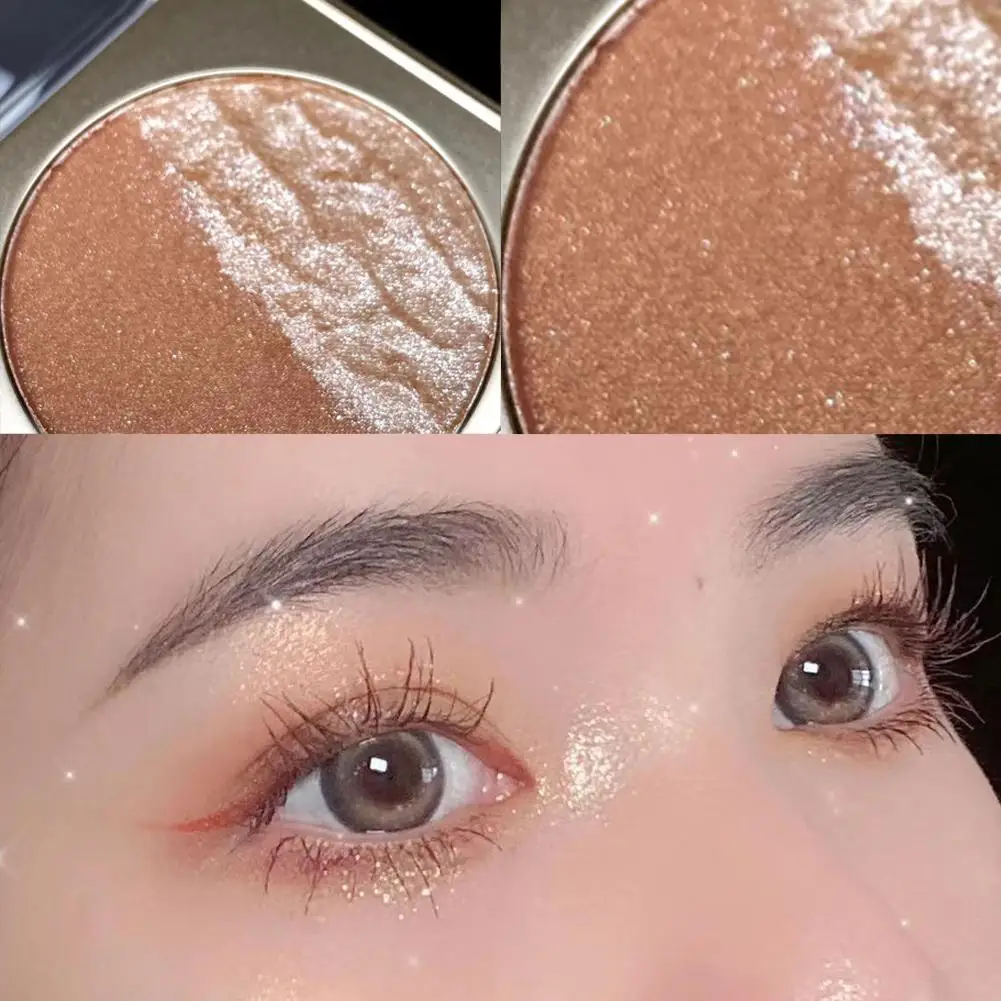 2 色グリッターアイシャドウ水光壊れ感長期的な防水アイシャドウ真珠光沢のあるグリッターハイライターメイクアップ