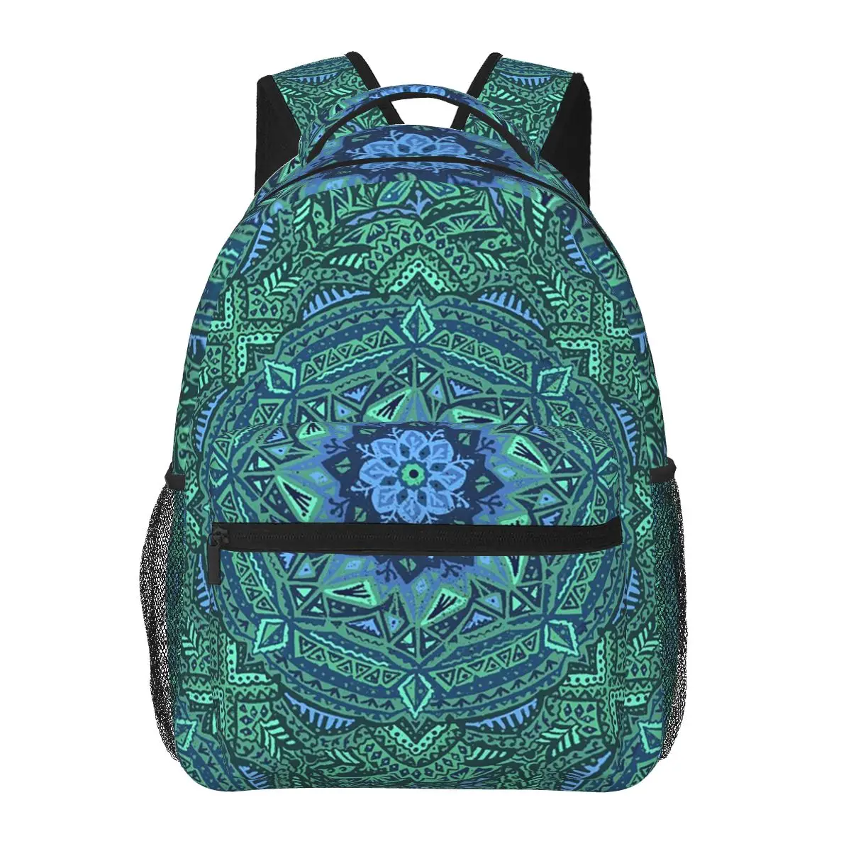 

Green Bohemian Mandala Student Backpack School Bag Hiking Travel Daypack for Boys Girls Fashion Bookbag Shoulder Bags