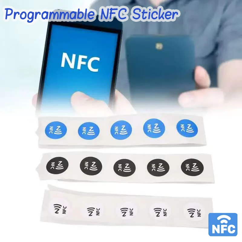 10pcs Adhesive NFC 215 NFC Tags Programmable 13.56Mhz with NFC215 Chip High Capacity of 504 Bytes Compatible With Android&IPhone