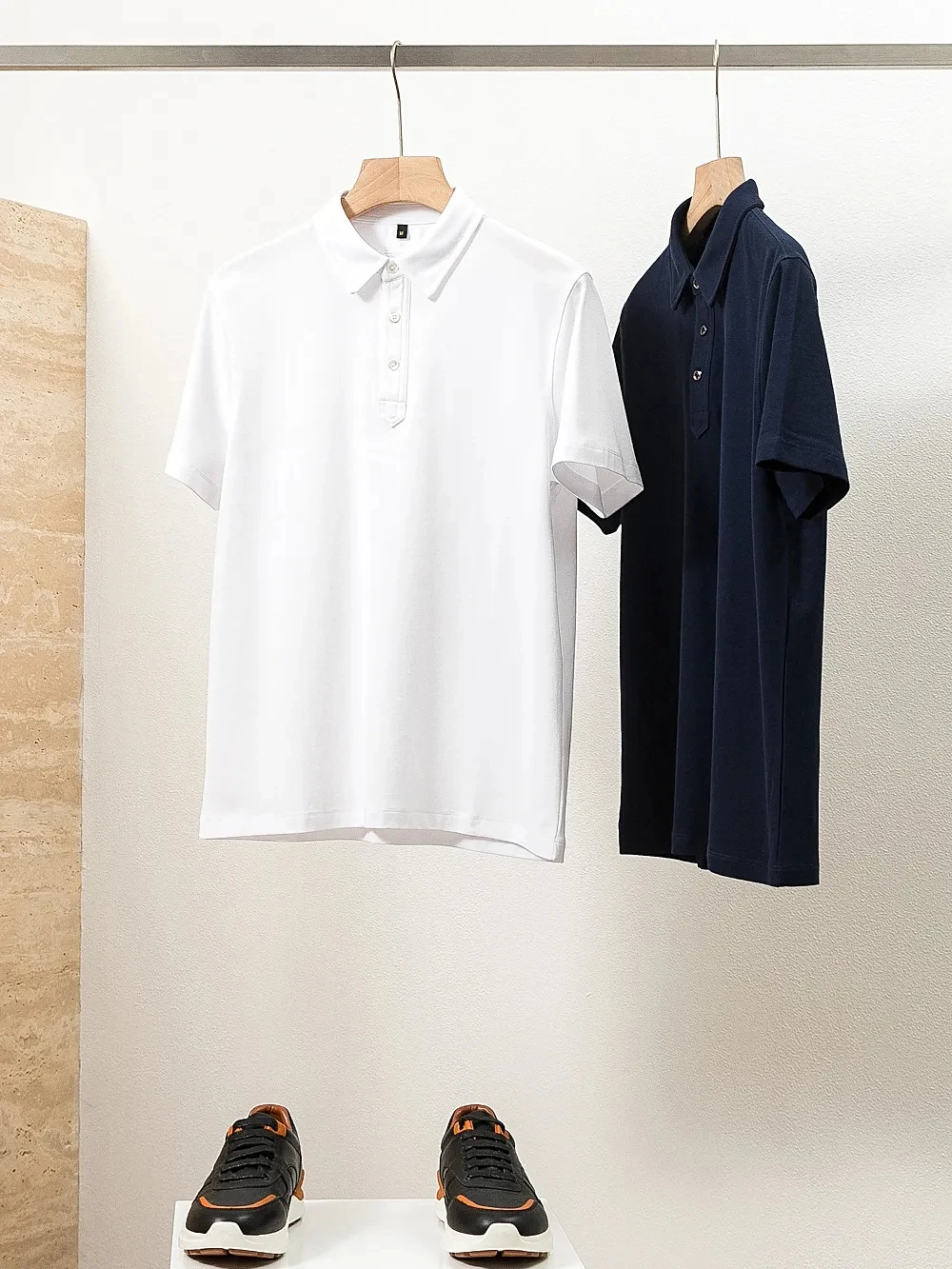 Classic BC Pique Ceiling Summer 80S Pure Cotton Short Sleeve Men's  T-Shirt Fashion Urban Style Standard Fit Flip Collar