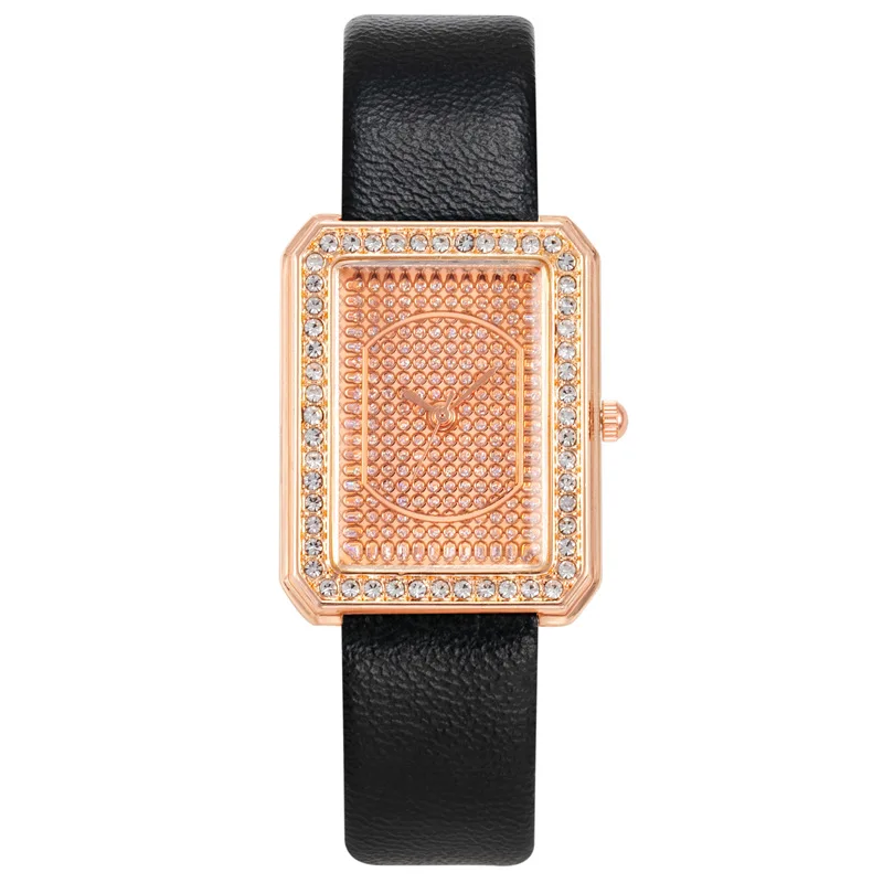 

Часы с прямоугольным бриллиантовым ремнем, женские простые модные женские часы с двумя контактами и маленьким циферблатом