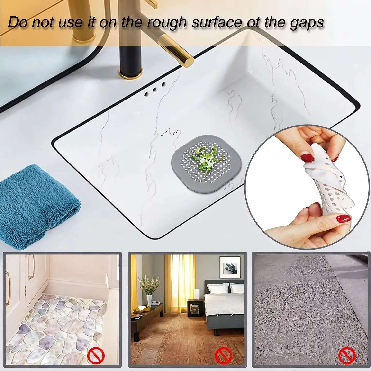 Silicone Sink Strainer  Anti  Clog Drain Filter Cover Soft Drain Stopper Catcher for Kitchen Sink Food Residue Collection