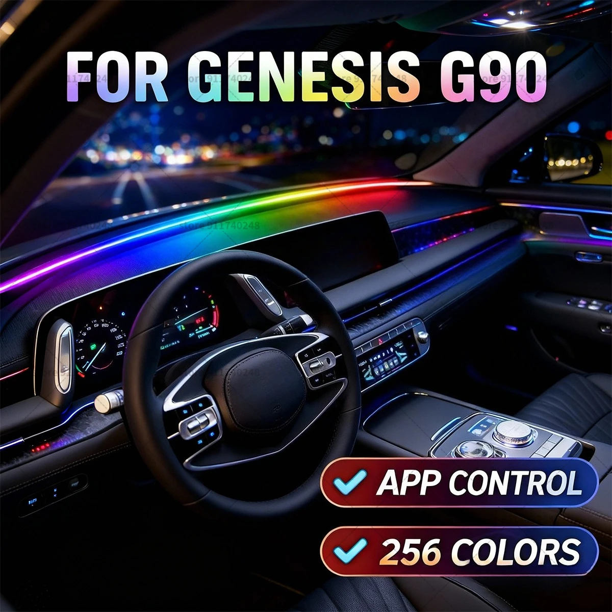 

Декоративная световая полоса для автомобиля Genesis G90, цветная акриловая звукоизоляционная полоса для лобового стекла, атмосферная подсветка