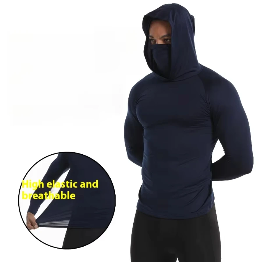 

GELITAYIN Solid Mask Hoodies Shirts Suitable For Fishing Hunting Climbing Anti-UV Sun Protection High Elasticity Mesh Breathable