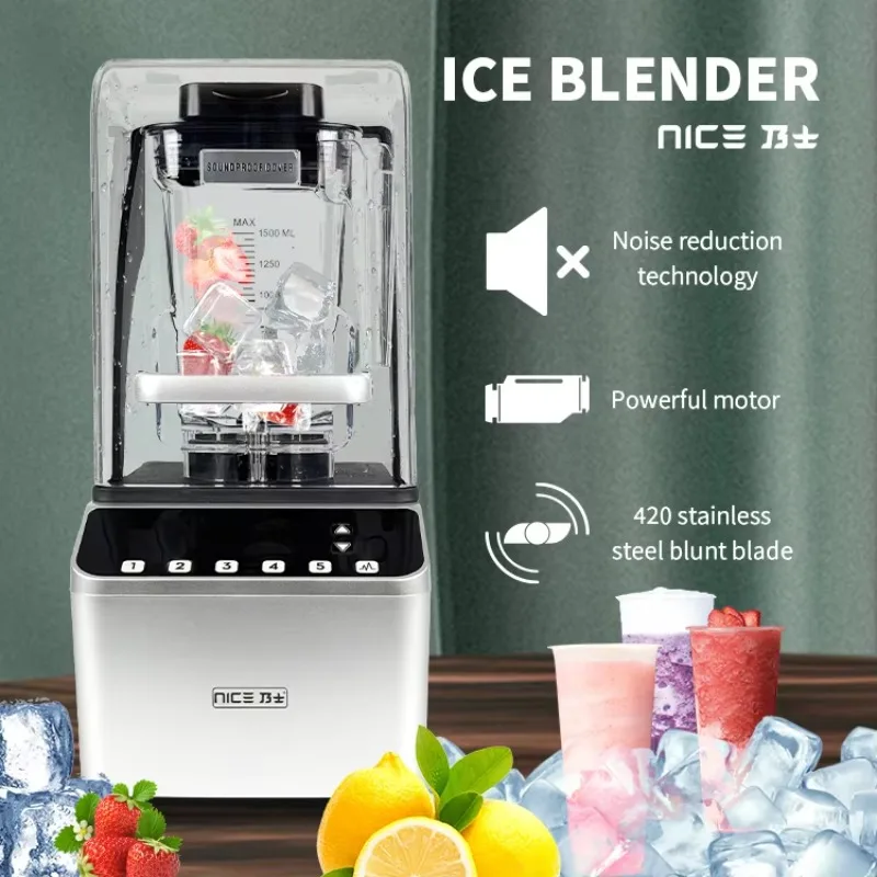 Commercial Bubble Tea Equipment Heavy Duty Fruit Juice Commercial Sound Proof Cover Blender 668Q