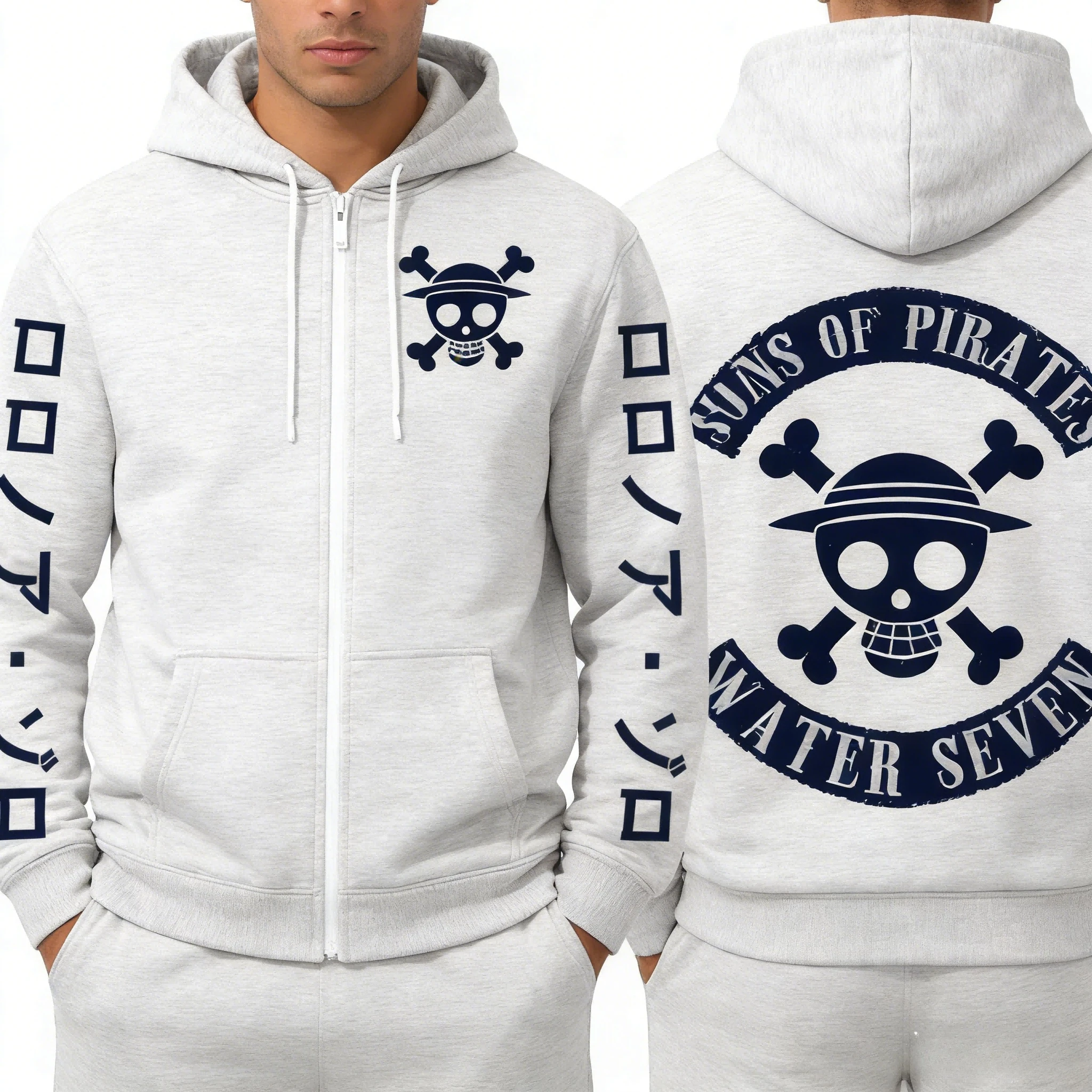 One Piece Japanischer Cartoon-Anime Übergroßer Kapuzenpullover mit Reißverschluss für Männer und Frauen Grafikdruck Y2k Streetwear Sweatshirt Frühling Herbst