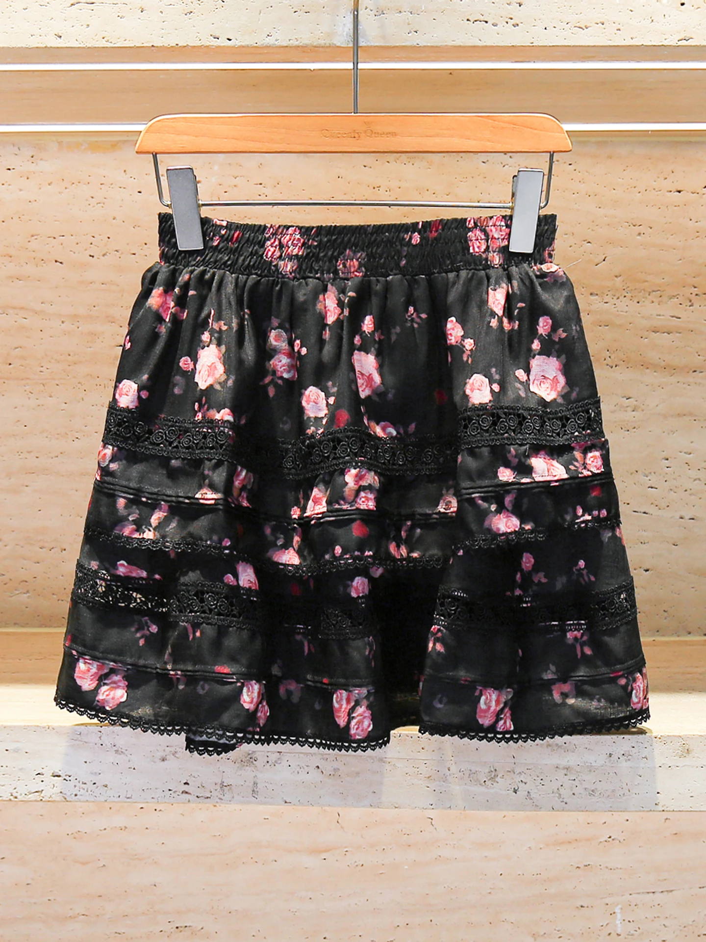 Jupe ort ajourée taille haute, imprimé Floral, Ele Miss Rich Sle, jupe trapèze en Fiber de Polyester, Design Simple pour les déplacements