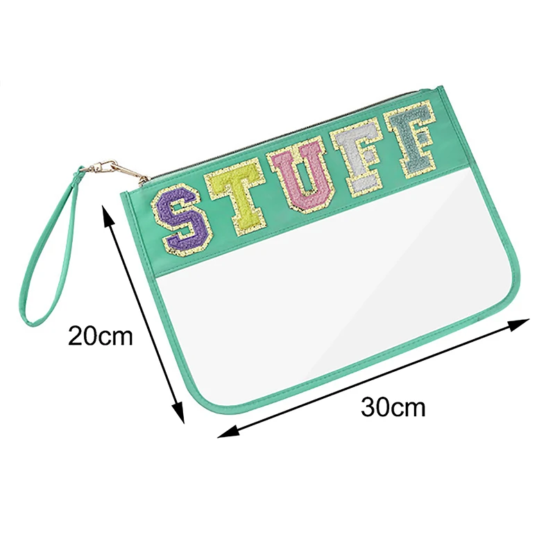 Transparent PVC Embroidery Cloth Stickers Travel Travel Waterproof Cosmetic Bag Creative Letters Patch Handheld Makeup Organizer