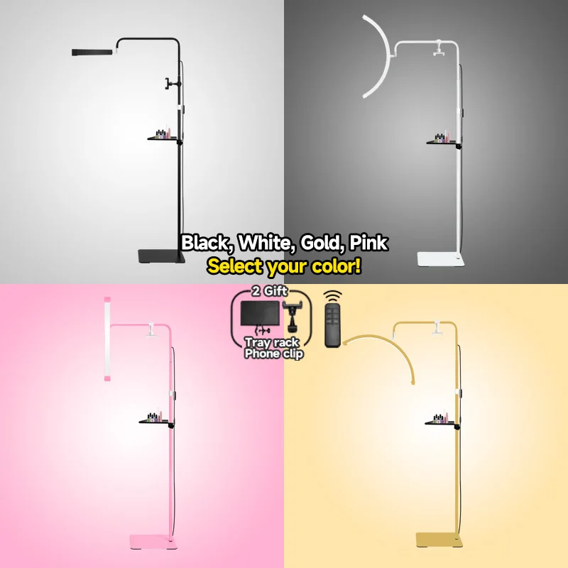 Free LOGO 2024 U-Joint 23-inch Led Half Moon Ring Light With Rhinestones Salon Light Arc Floor Lashes Lamp For Lashes Eyebrow