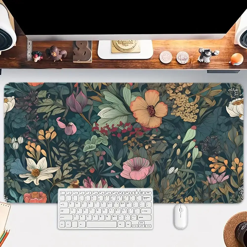 

HD Green Plant and Flower Design Mouse Pad Large mouse pad, desk pad, anti slip base, washable for office and home use