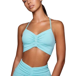 Women Compression Supportive Lightweight V Neck Adjustable Yoga Bra Sexy Running Sports Bra Indoor Yoga Workout Bra
