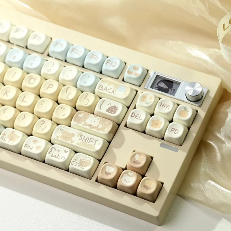 

Milk Tea Bear Keycap MOA Profile PBT Material DYE-SUB Complete Set for MX Switch Mechanical Keyborad 66/68/75/88/96/108