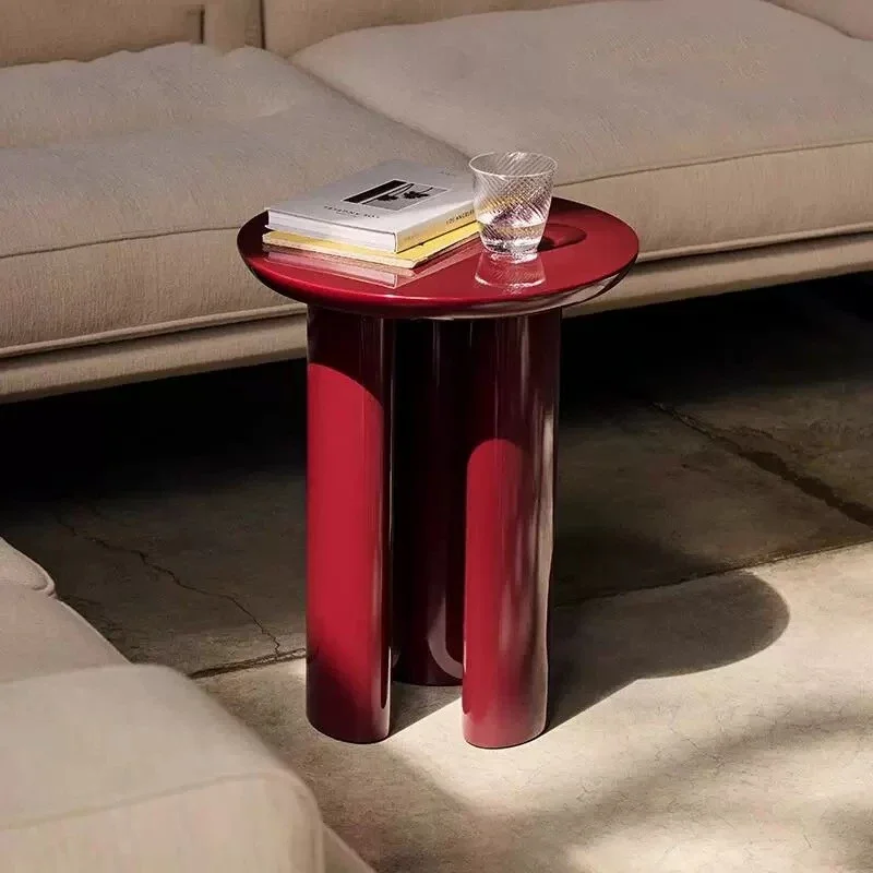 Solid wood round coffee table, medieval-style sofa coffee table, minimalist side table, net weight 10.3kg