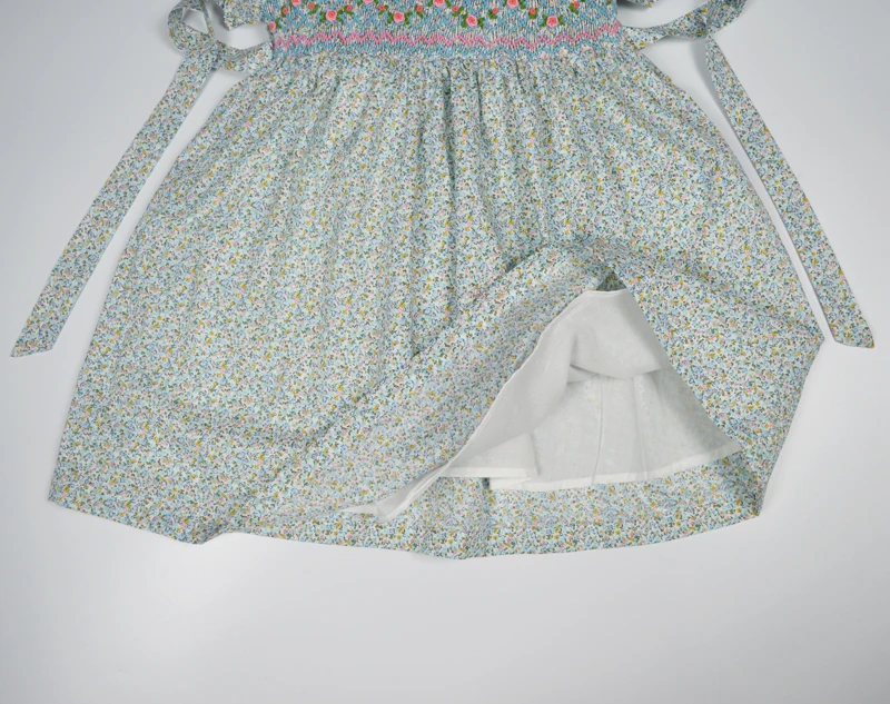 Kids Girls Floral Smock Princess Dress Summer 2024 Little Girls Vintage Smocked Dresses 2 3 4 5 6 7 Years Smocking Boutique