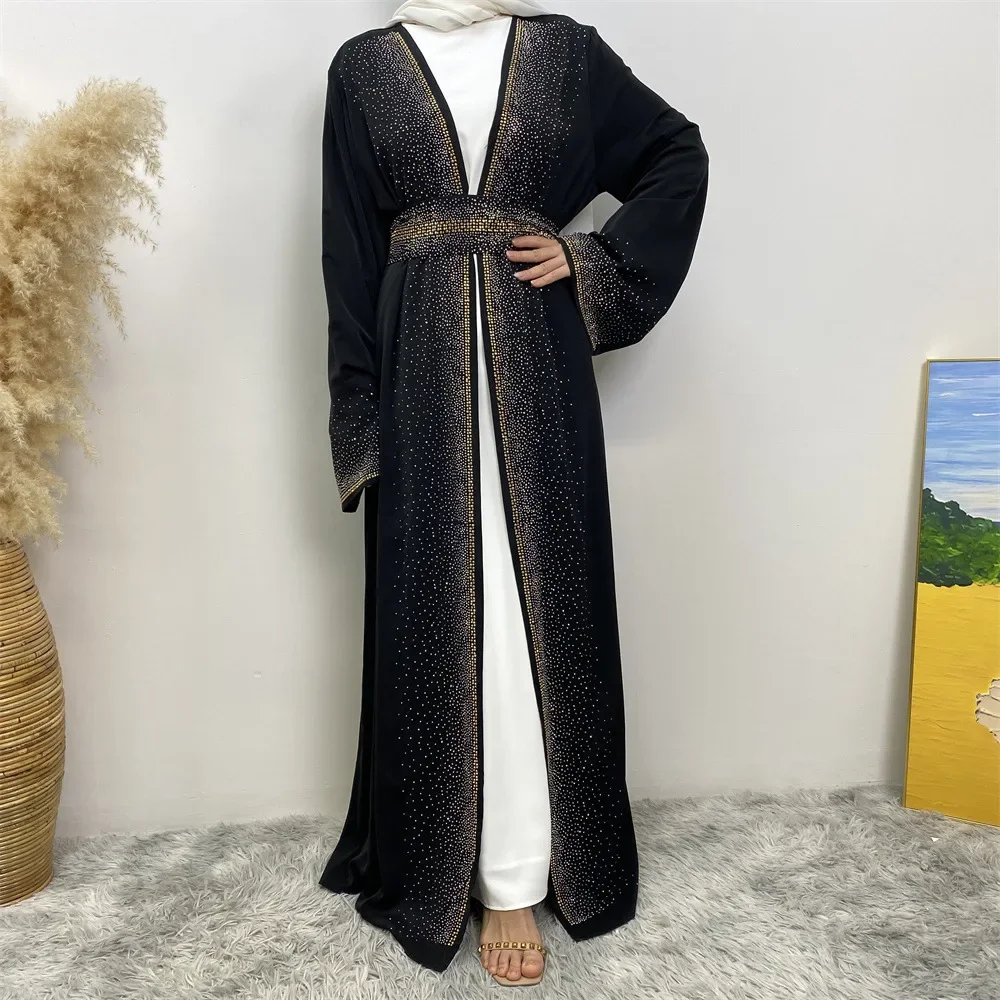 

Abaya Dubai Luxury Long Dresses Diamonds Gorgeous Party Style Muslim Modesty Robe Islam's Clothing Khimar Kebaya Ramadan Kimono