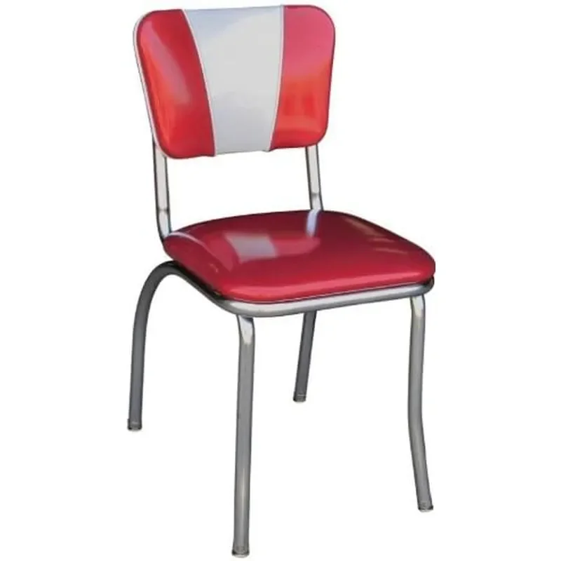 Retro V-Back Diner Chair with 1 Pulled Seat Glitter Sparkle Red/Glitter Silver