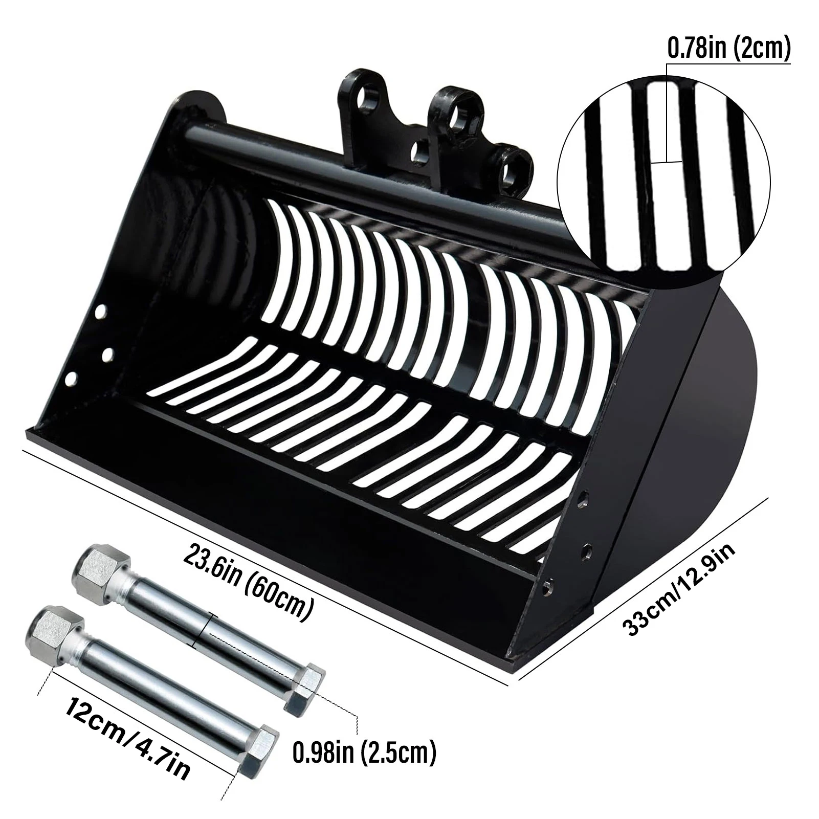 مرفق دلو الفحص، دلو غربال التربة مقاس 24 بوصة، ملحقات حفارة دلو الألغاز، فحص الدلو #6