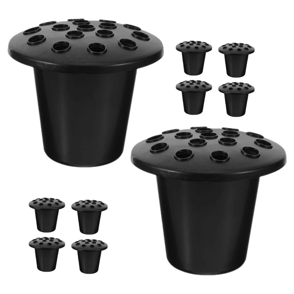 

10 Pcs Worship Flower Arrangement Base Vases Outdoor Pots Graveyard Container for Flowers Black Plastic Cemetery