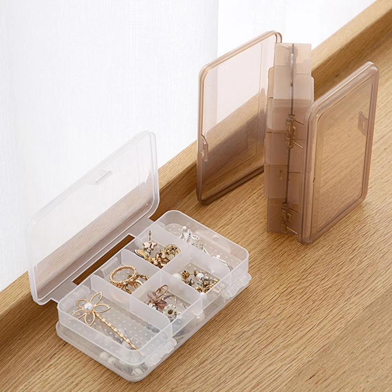 Transparent Double-layer Plastic Jewelry Storage Box Multi-purpose Organizer Container For Hair Clips Necklace Earring Jewelry