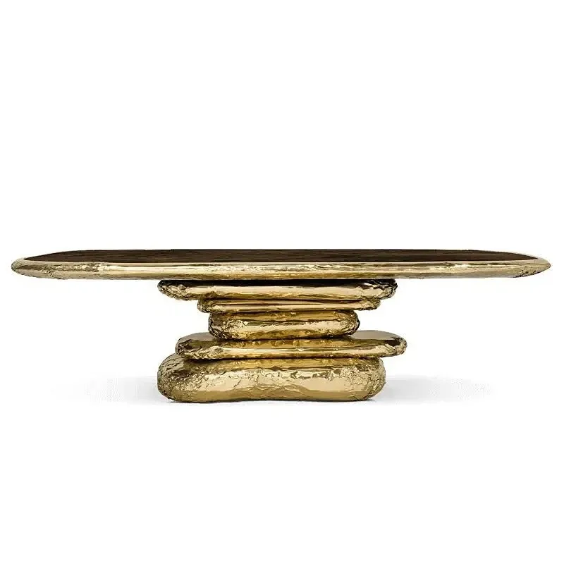 Italian minimalist light luxury brass dining table modern designer furniture