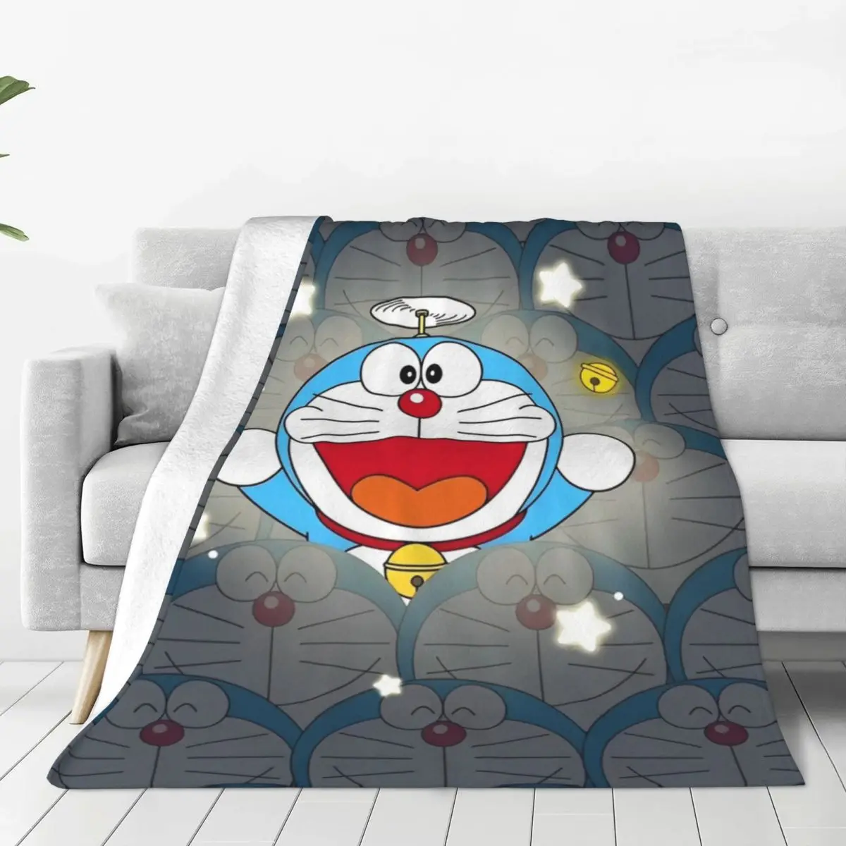 Kawaii Doraemon Shine Cartoon Fleece Throw Blankets Japanese Anime Blanket for Home Travel Ultra-Soft Plush Thin Quilt