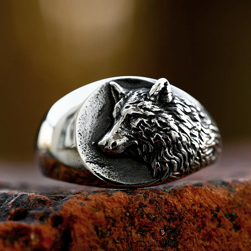 BEIER New Design 2023 Style Viking Stainless Steel Wolf Head Ring For Men Special Design Vintage Animal Jewelry Wholesale