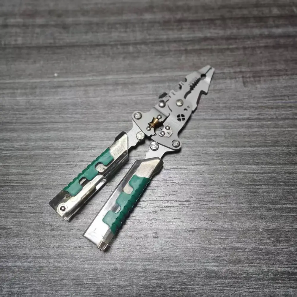 Durable Multifunctional Foldalbe Wire Stripping Pliers Folding Anti-slip Electrical Clamps with Voltage Test Crimping Pliers