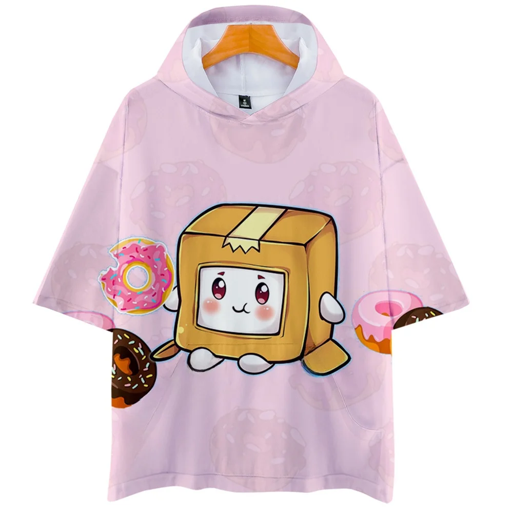 تي شيرت فضفاض مناسب بقلنسوة كاجوال Sle للرجال والنساء LankyBox Viral Internet Celebri Faion لربيع وصيف رقيق... #3