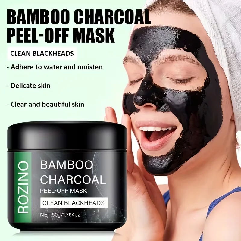 50g Bamboo Charcoal Blackhead Facial Cleansing Peel-Off Mask, Cleanses the Entire Face, Gently Cleanses Facial Skin, Hydrates and Moisturizes, Does Not Leave Skin Tight after Use, Makes Skin Soft and Smooth, Brightens Skin Tone, Suitable for All Skin Types