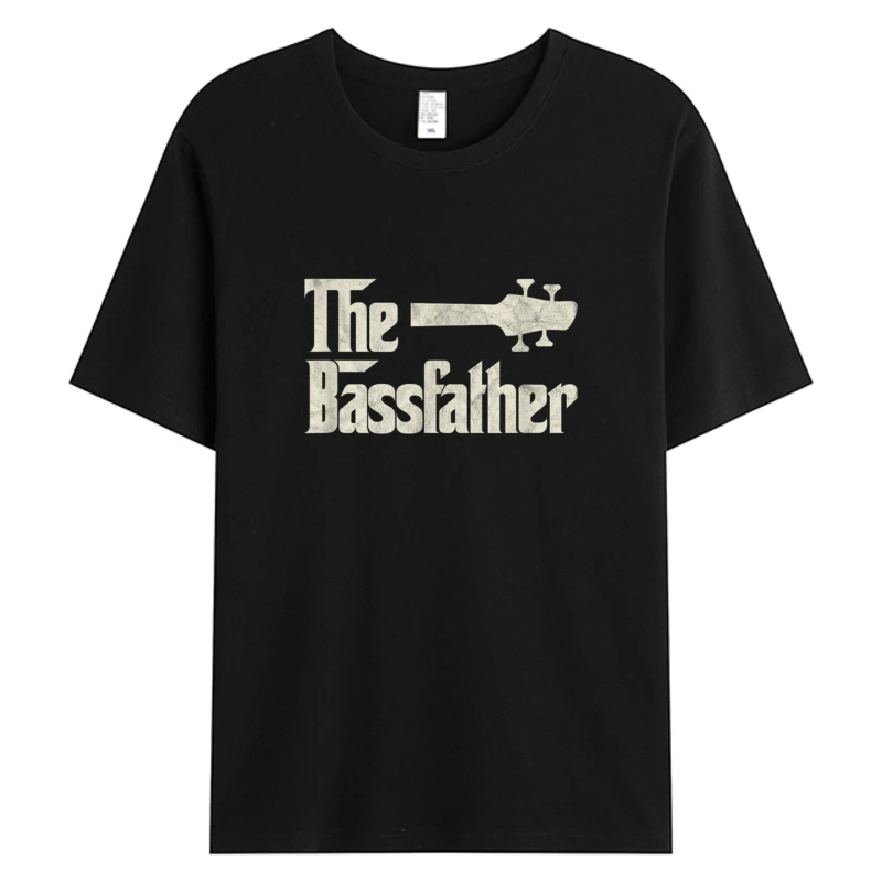 

The Bassfather Distressed Bass Player Dad Fathers Day Gift Tshirt Men's Cotton Fabric Christmas Hot Sell Graphic T-Shirts