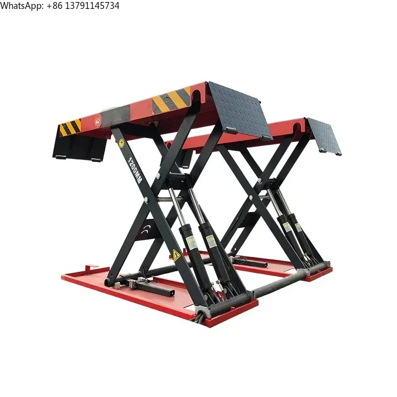 Scissor Car Lift, 4T Capacity 1.2 Meters High Waterproof Vehicle Ramp, Easy To Move Suitable for Auto Repair Lifting