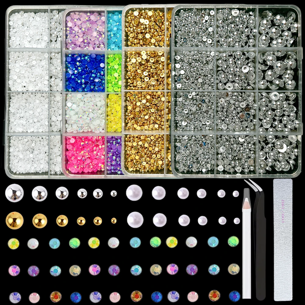 1 Juego de Mini diamantes de imitación coloridos, dulce lazo, flor, resina, dijes para uñas, aleación de perlas con parte posterior plana simulada, decoración artística de uñas de cereza DIY