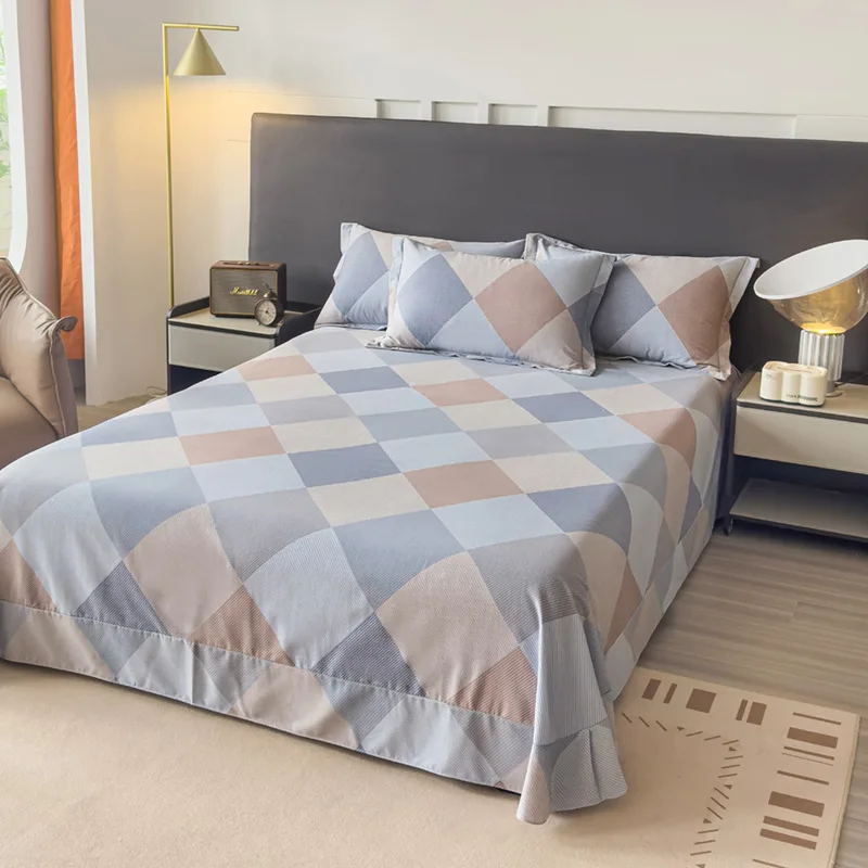 Class A new fashionable and simple wind cotton abrasive printing four-piece set of four-season bedding