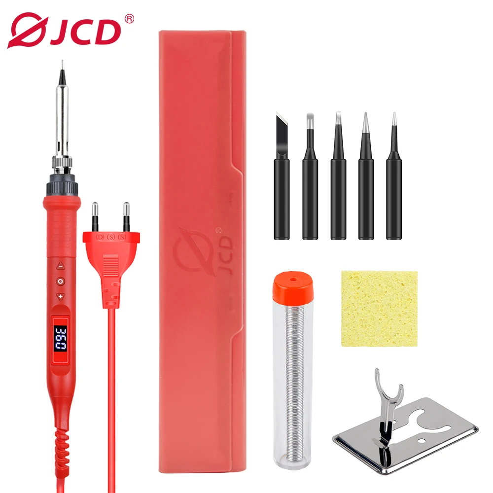 

JCD 80W Digital Electric Soldering Iron Set Kit 220V 110V Temperature Adjustable LCD Display Solder Welding Iron Tool Tips 6TK