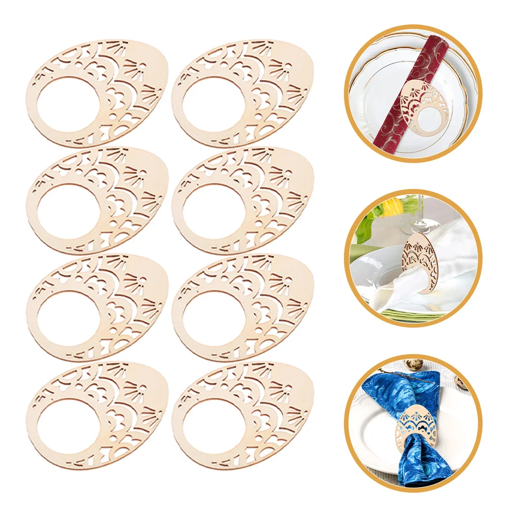 

50Pcs Hollow Egg Shaped Wooden Napkin Rings DIY Easter Napkin Holders Dining Table Party Decor Easter Table Adornments