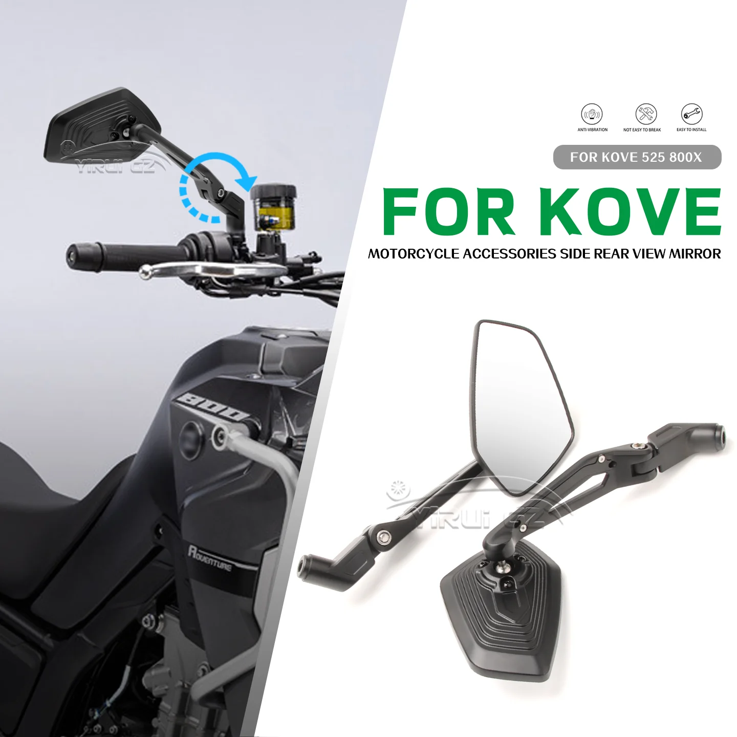 

For KOVE 525X 800X 525X 800X 525X 800 X 2023- Motorcycle Rearview Mirror Aluminum Adjustable Side Rear View Mirrors 525 X 800 X