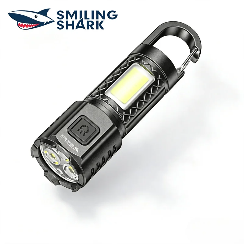 SMILING SHARK COB LED Super Bright Flashlight USB‑C Rechargeable 3‑Modes Torch for Outdoor Camping  Hiking SD‑5253
