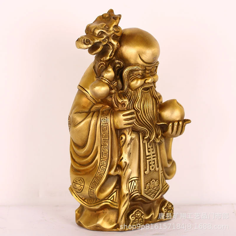 

Brass old man of figurine, a for grandparents and elders, longevity peach, a birthday celebration gift f